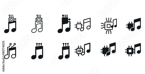 Musical notes with circuit designs symbolizing music technology integration