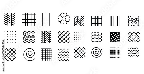 Collection of geometric and abstract decorative pattern icons