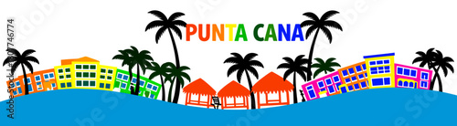 Punta Cana illustration in vibrant vector on white background