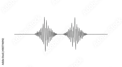 Symmetrical waveform pattern with two distinct peaks on a horizontal line.
