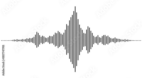 Abstract black and white sound wave or earthquake seismograph visualization showing amplitude fluctuations.