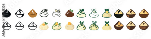 Assorted food icons: diverse styles and flavors in simplistic illustrations
