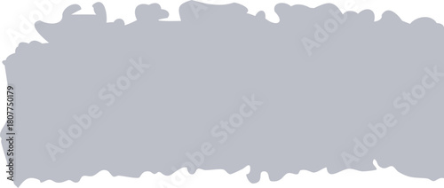 A wide, irregular paint-splash style grey banner with organic dripping edges and a rough textured outline.