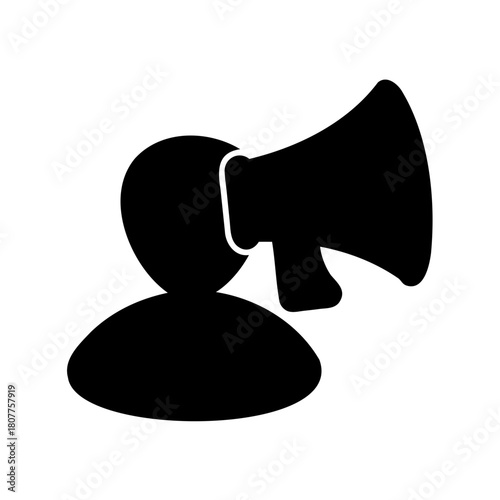 Person icon holding megaphone for public announcement Vector, illustration