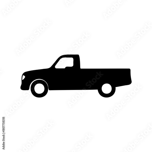 Pickup truck profile silhouette vector icon graphic design Vector, illustration