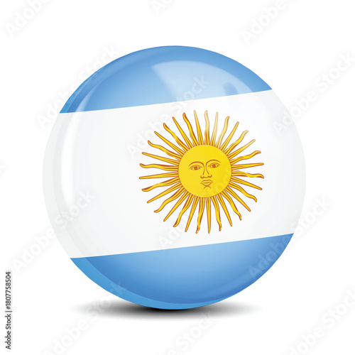 Argentina National Flag Sphere Icon 3D Vector Illustration