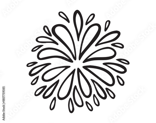 Doodle water splash in vintage style. Hand drawn lack vector ketch illustration. Sun, starburst, sparkle, sunburst set. Line sparkle explosion. Retro spark