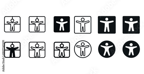 Accessibility icon set including various styles and backgrounds