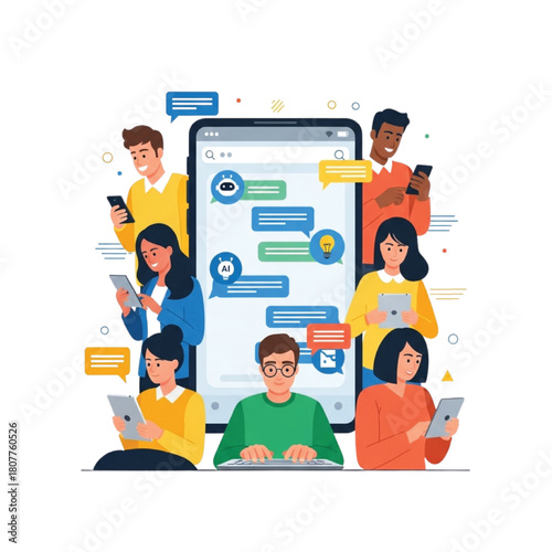 Engaging diverse community using modern communication technology, collaborative messaging platform for global connection and innovative digital interaction today