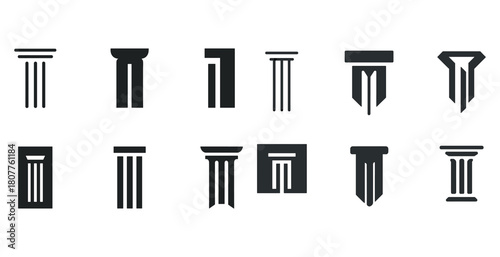Variety of column icons: architectural and design elements
