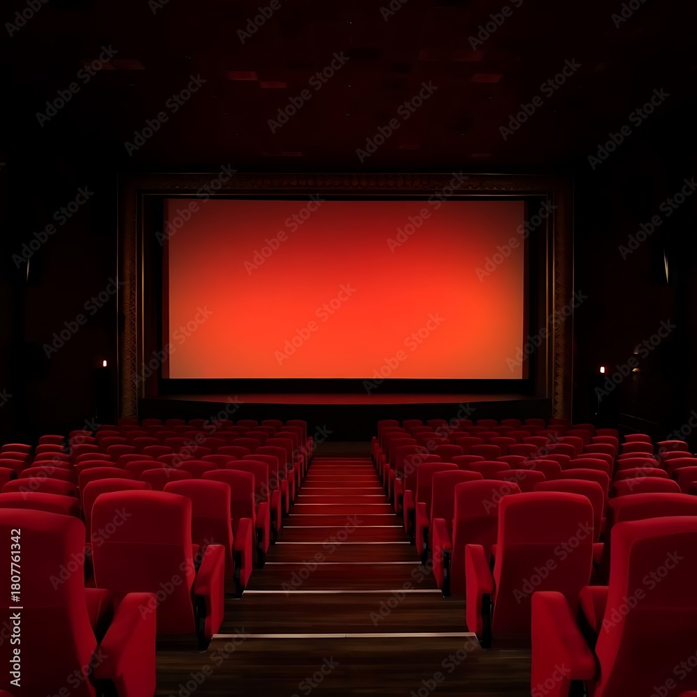 Fototapeta premium Cinematic Deep-perspective View Empty Screen Frame