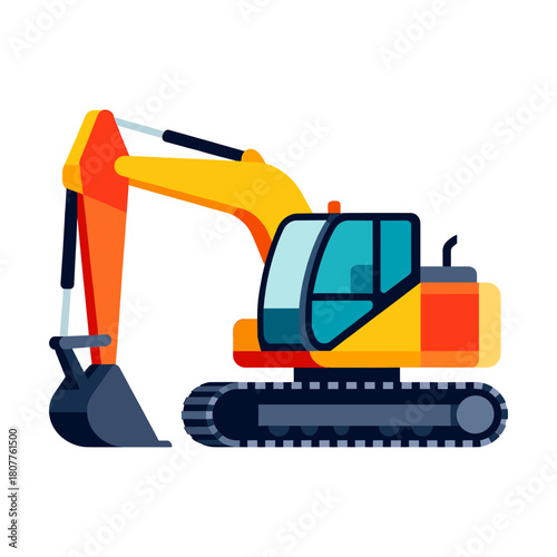 vector illustration of a modern excavator