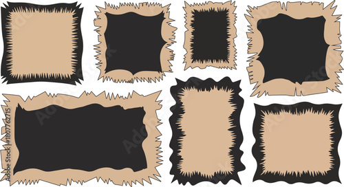 Torn Paper Frame Clipart Set | Vintage Rough Labels, Distressed Notes, Scrapbook Borders and Burned Edge Frames | Editable EPS for Crafting and Design