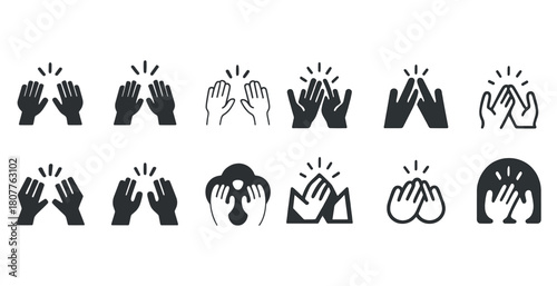 Set of applause icon variations in different styles and designs