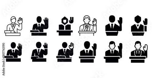 Set of diverse political candidate icons in business attire