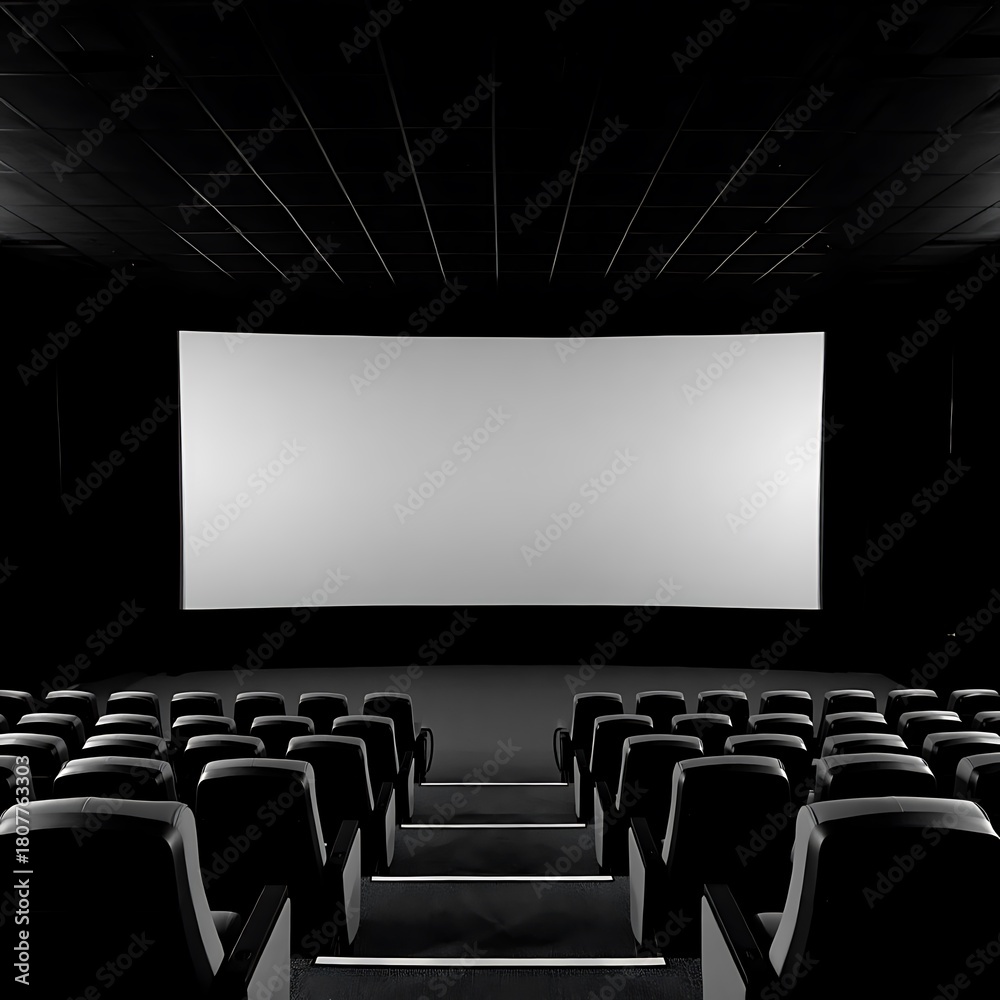 Fototapeta premium Monochrome Cinema Hall Minimalist Blank Screen