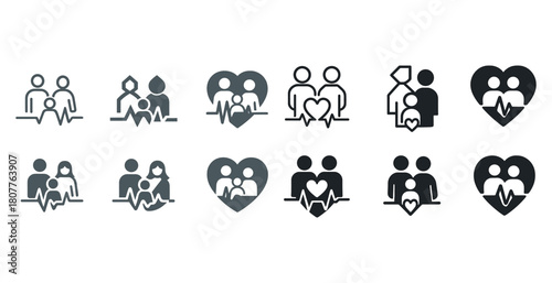 Family health icons: diverse representations of care and wellness