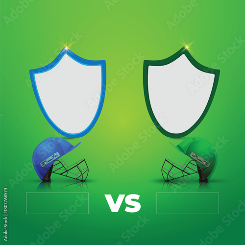 Cricket Match Versus Concept with Helmets and Shields