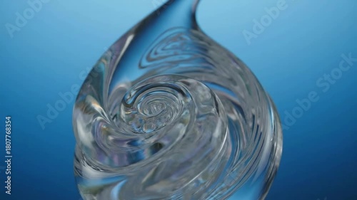 Wallpaper Mural Abstract Swirling Liquid Droplet with Rainbow Refractions on Blue Background. Torontodigital.ca