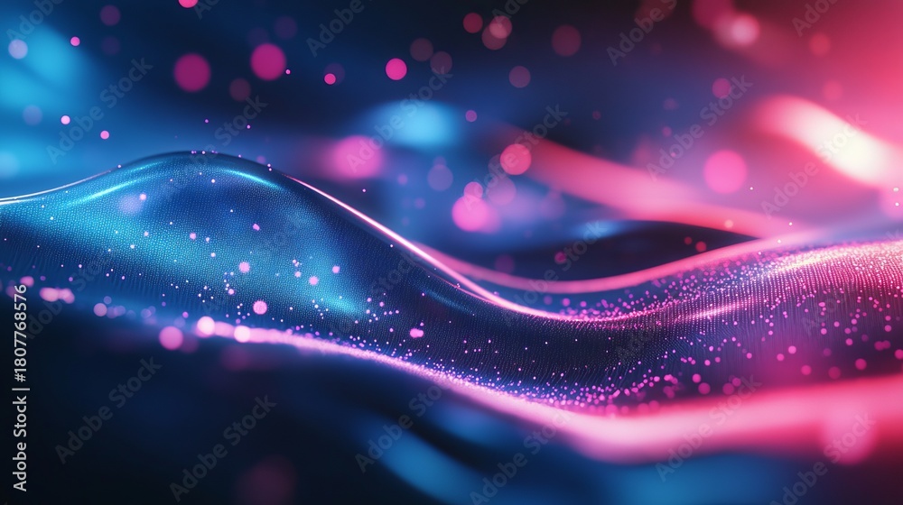 Fototapeta premium Dynamic blue and pink light waves create a futuristic, modern background perfect for tech or creative projects with a vibrant, digital aesthetic