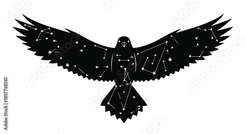 Majestic eagle silhouette adorned with celestial constellations in flight
