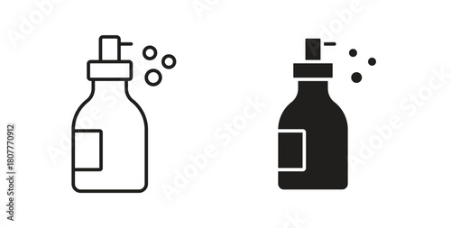 Liquid soap bottle icons set. Simple line vector illustration