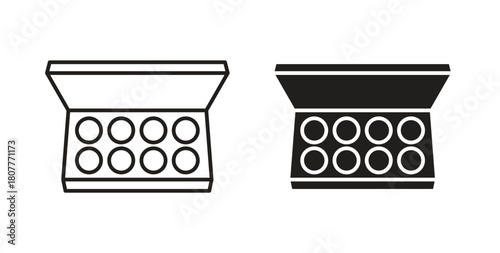 Makeup palette icons set. Simple line vector illustration