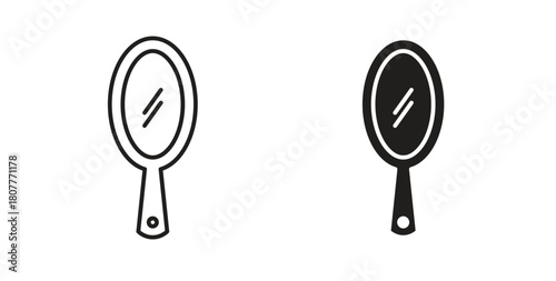 Makeup mirror icons set. Simple line vector illustration