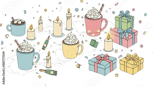 New Year Party Icon Doodle Pack 