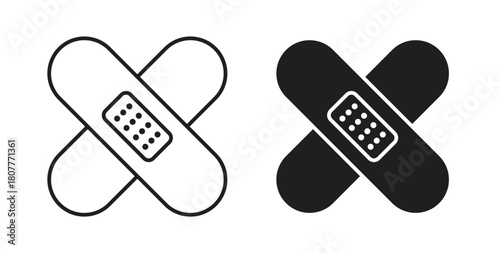 Medical patch icons set. Simple line vector illustration