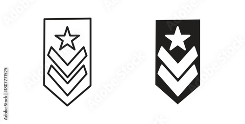 Military rank badge icons set. Simple line vector illustration