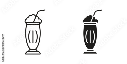 Milk shake icons set. Simple line vector illustration
