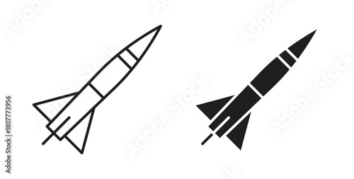 Missile icons set. Simple line vector illustration