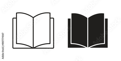 open book icons set. Simple line vector illustration