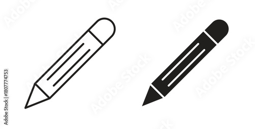Pencil icons set. Simple line vector illustration