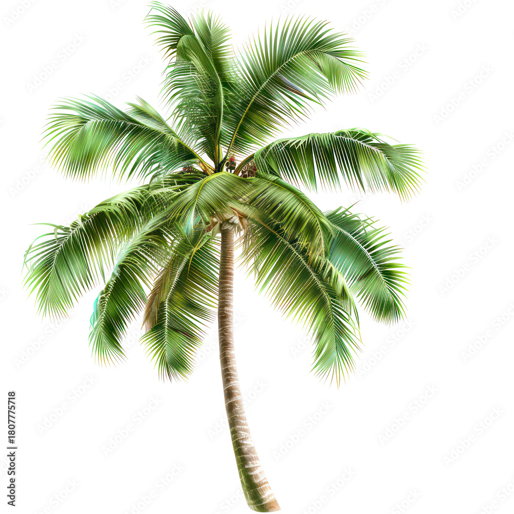 Obraz premium Tropical Coconut Palm Tree Isolated on transparent Background