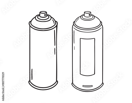 aerosol spray paint can stands doodle hand drawn icon. Outline drawing spray paint can line clipart symbol