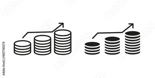 Earning icon with line and silhouette versions.