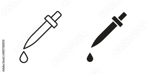 Eye dropper icon with line and silhouette versions.