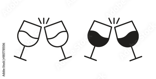 Glass-cheers icon with line and silhouette versions.