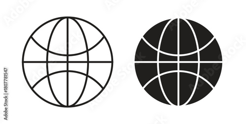 Globe icon with line and silhouette versions.