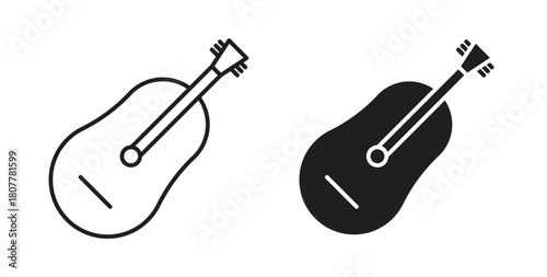 Guitar icon with line and silhouette versions.
