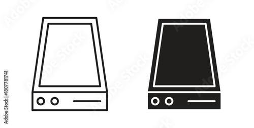 Hard Disk icon with line and silhouette versions.