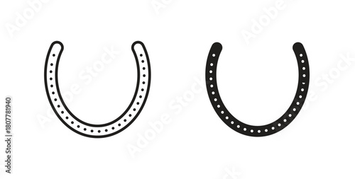 Horseshoe icon with line and silhouette versions.