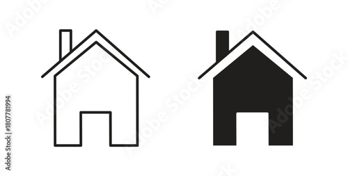 House icon with line and silhouette versions.