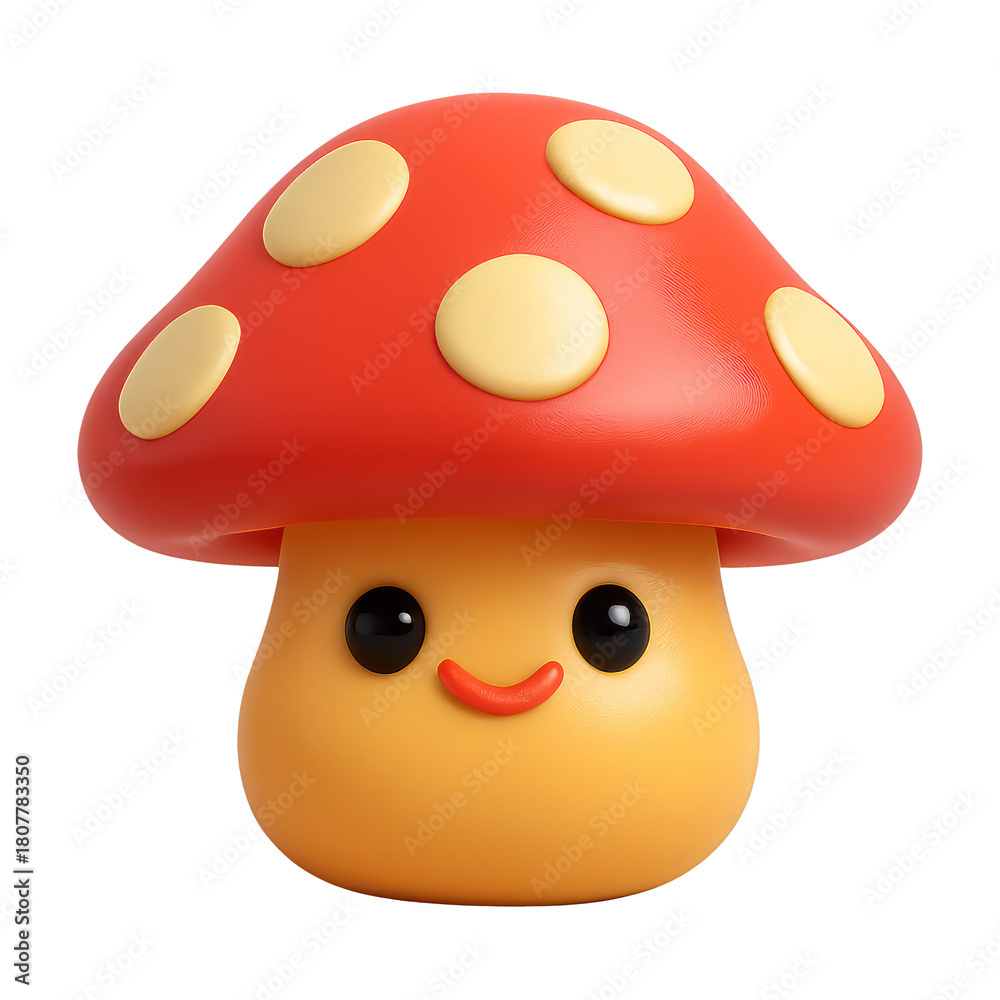 Fototapeta premium PNG Cute smiling mushroom character illustration.
