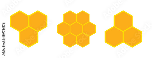 Honeycomb emblem logo or honeycomb icon. Simple flat honeycomb yellow and orange color. Colored honeycomb logo.