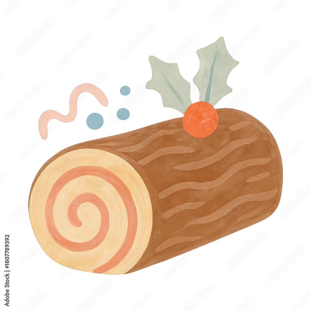 Obraz premium PNG Festive Yule log illustration.