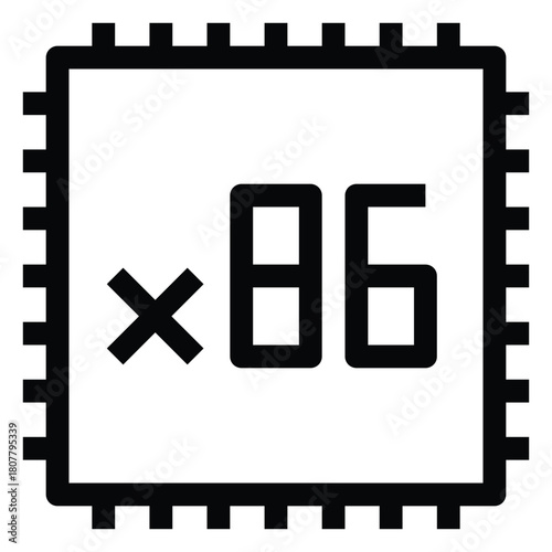 X86 Processor Architecture Line Icon