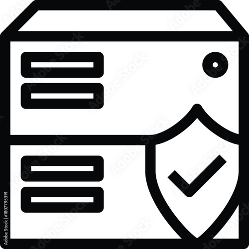 Secure Server Protection Line Icon